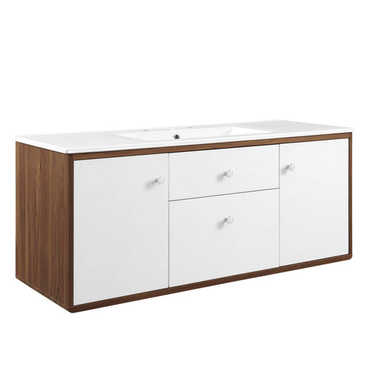 Transmit 48" Wall-Mount Bathroom Vanity Walnut White EEI-4900-WAL-WHI