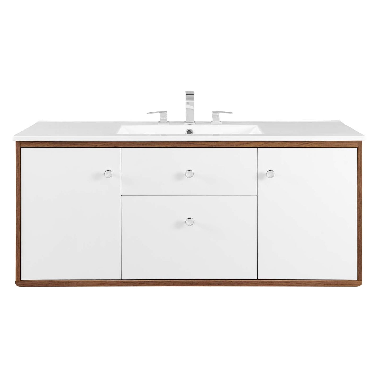 Transmit 48" Wall-Mount Bathroom Vanity Walnut White EEI-4900-WAL-WHI