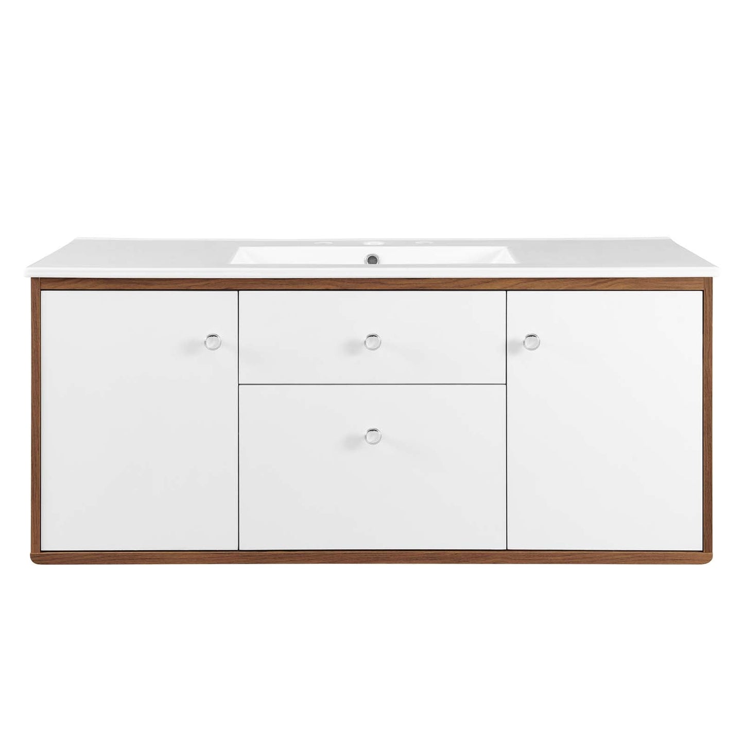 Transmit 48" Wall-Mount Bathroom Vanity Walnut White EEI-4900-WAL-WHI