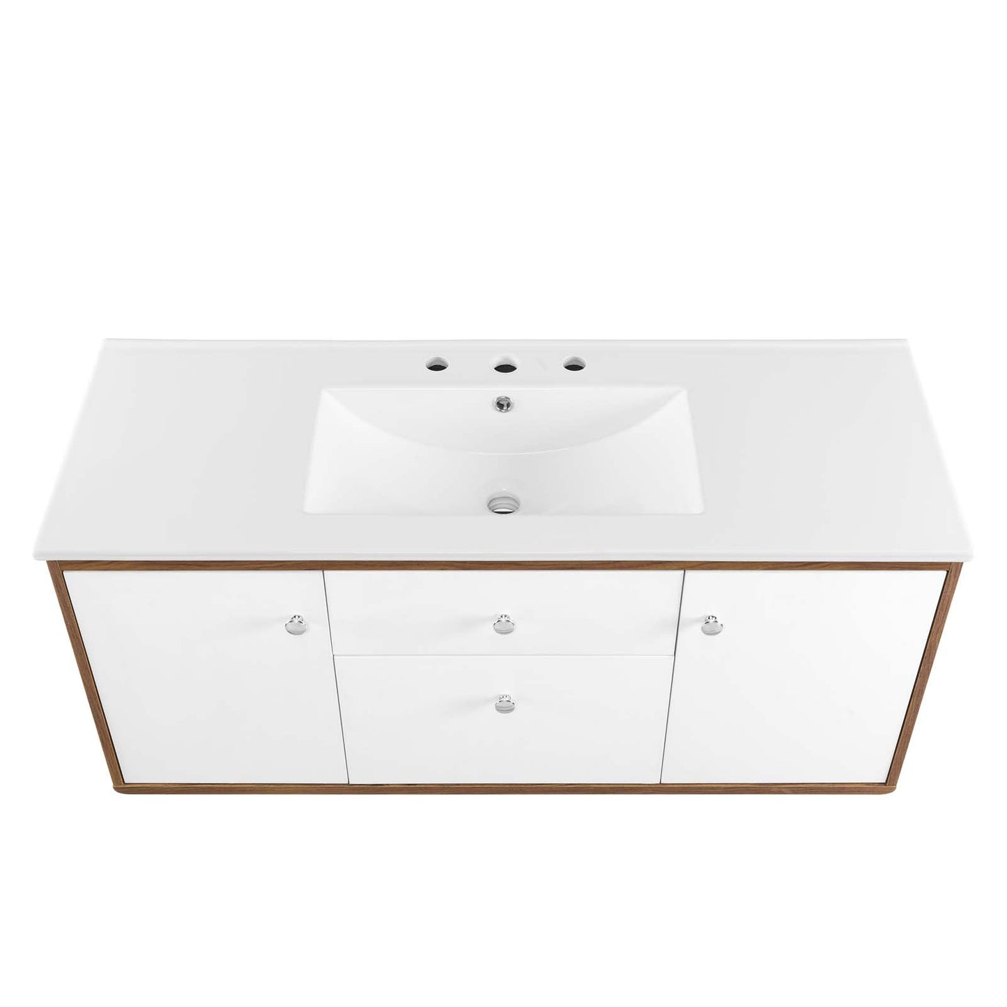 Transmit 48" Wall-Mount Bathroom Vanity Walnut White EEI-4900-WAL-WHI