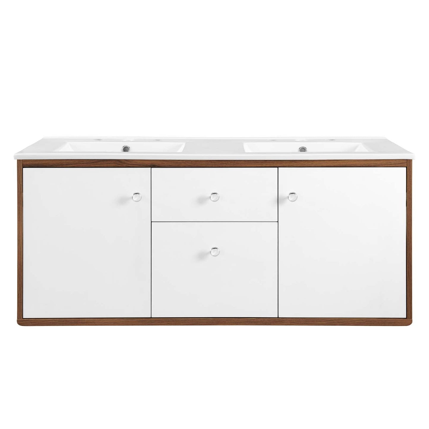 Transmit 48" Wall-Mount Bathroom Vanity Walnut White EEI-4901-WAL-WHI