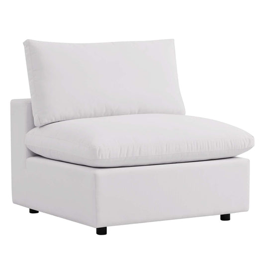 Commix Overstuffed Outdoor Patio Armless Chair White EEI-4902-WHI