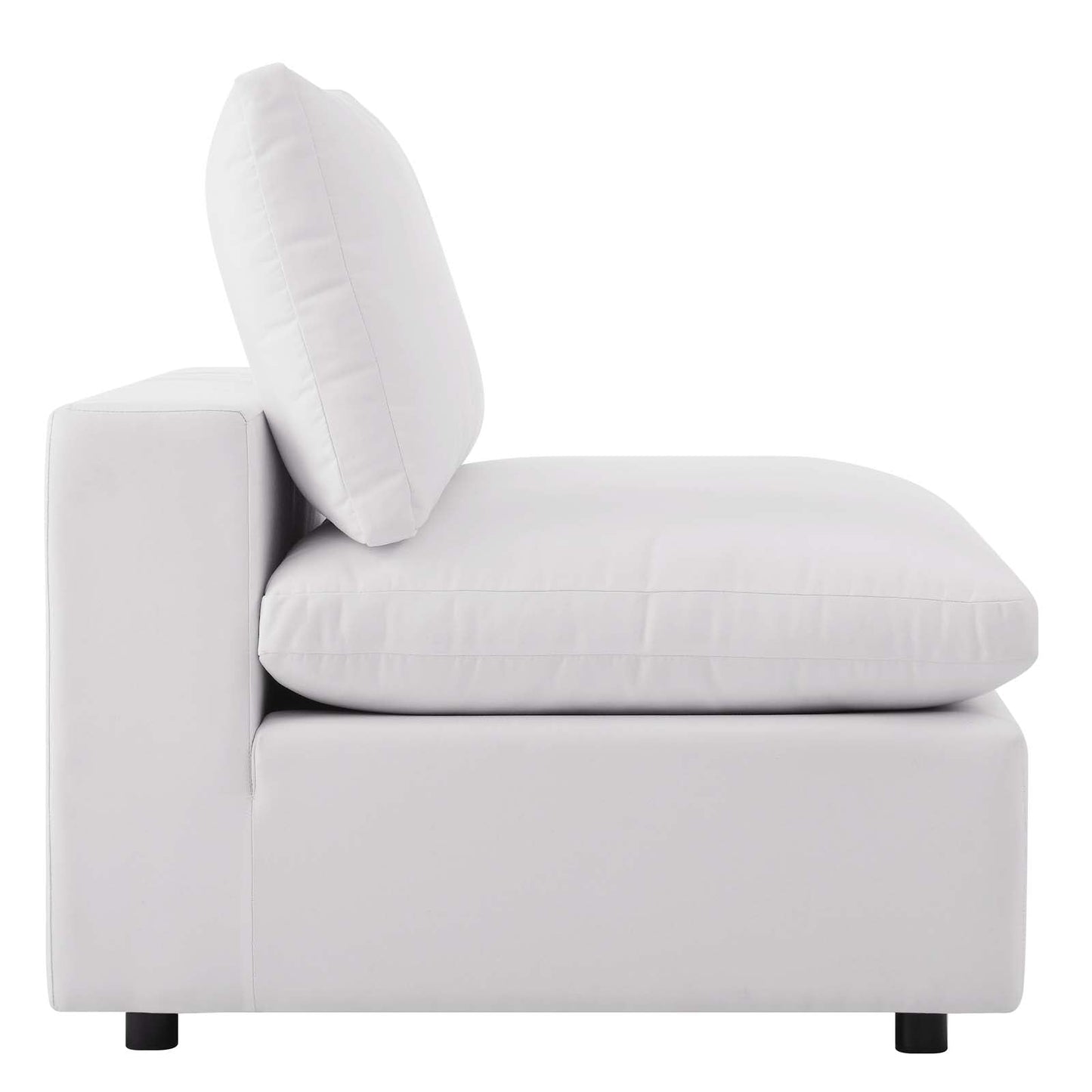 Commix Overstuffed Outdoor Patio Armless Chair White EEI-4902-WHI