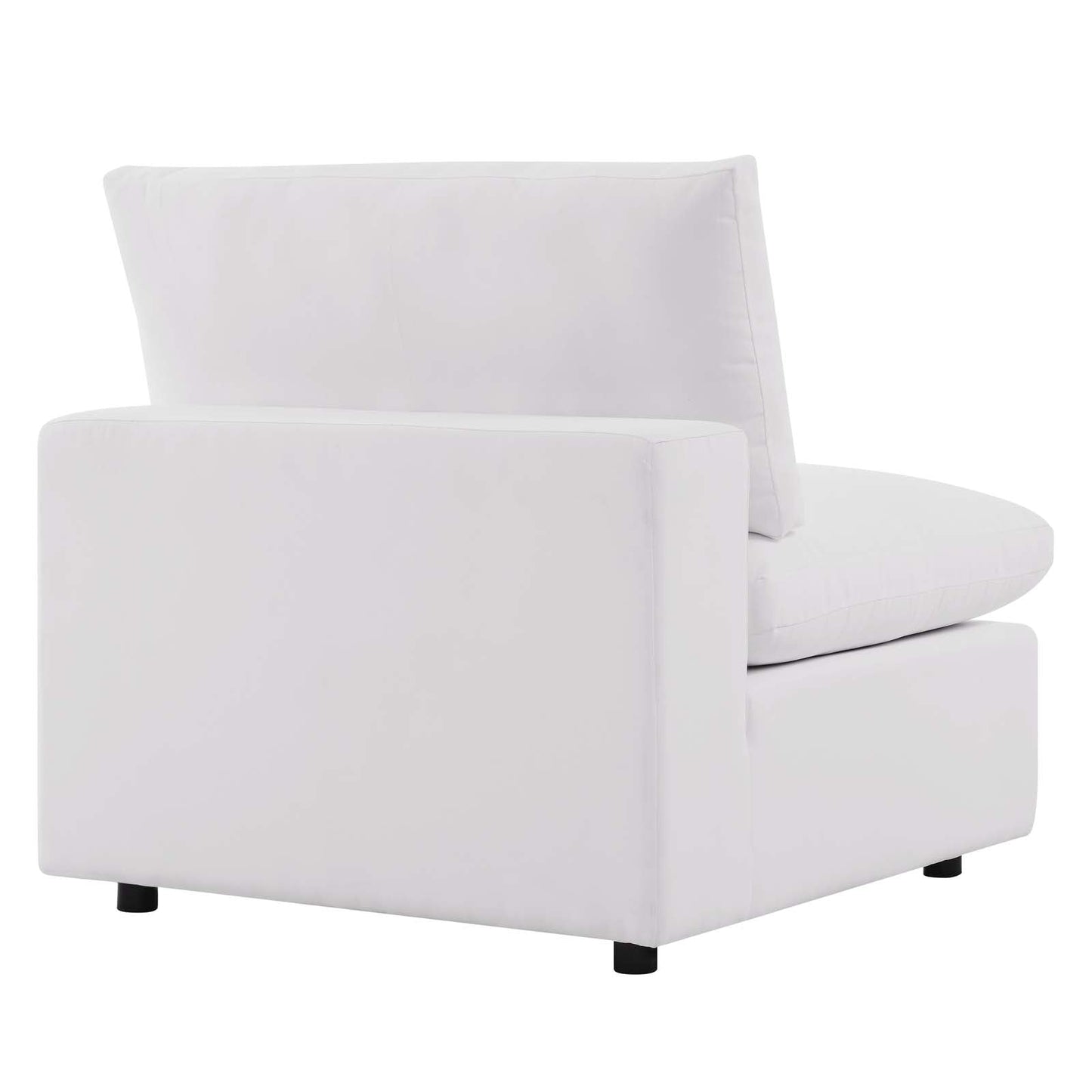 Commix Overstuffed Outdoor Patio Armless Chair White EEI-4902-WHI