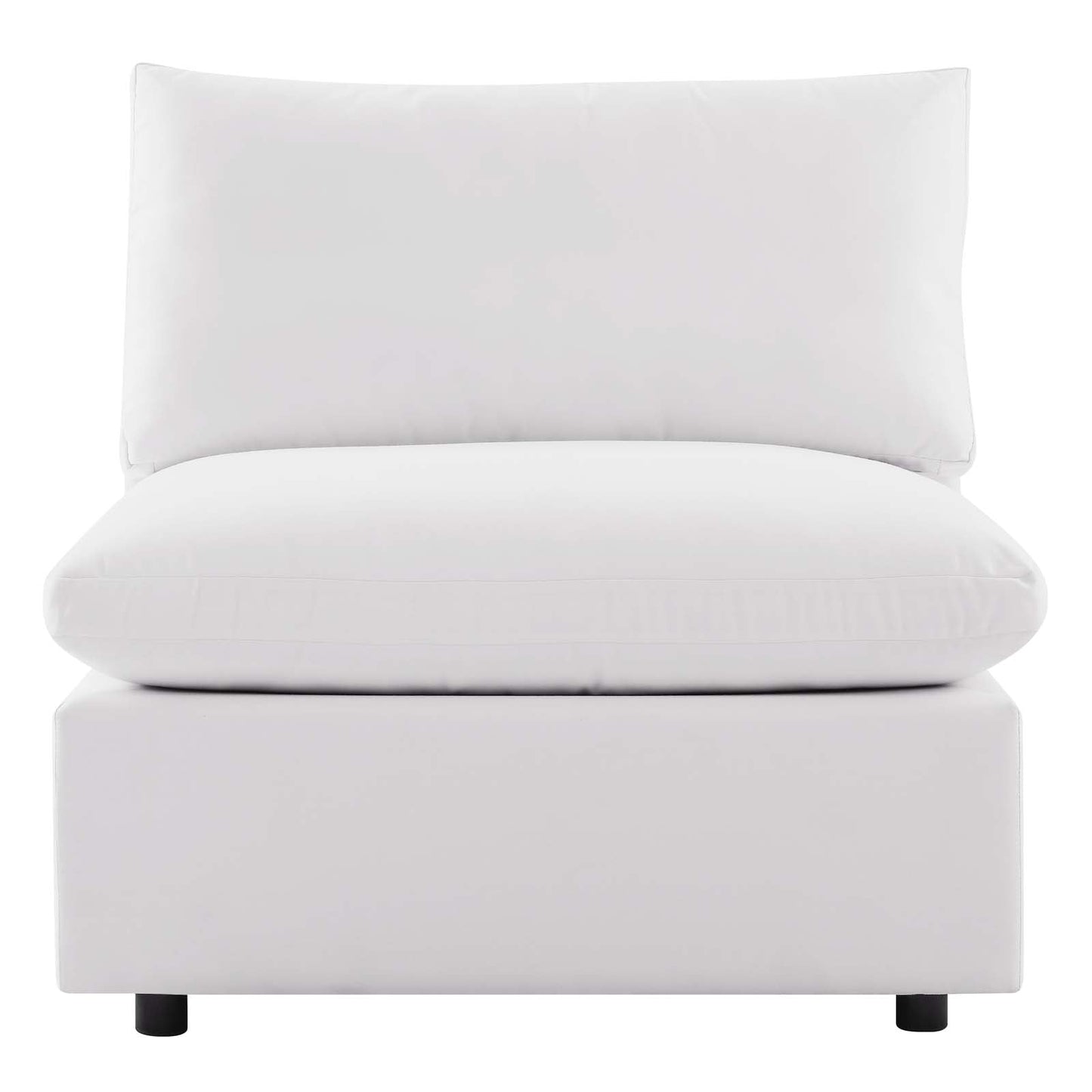 Commix Overstuffed Outdoor Patio Armless Chair White EEI-4902-WHI