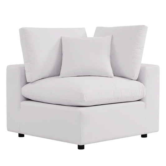 Commix Overstuffed Outdoor Patio Corner Chair White EEI-4904-WHI