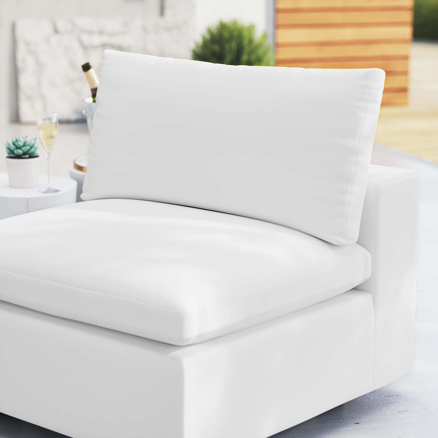 Commix Sunbrella® Outdoor Patio Armless Chair White EEI-4905-WHI