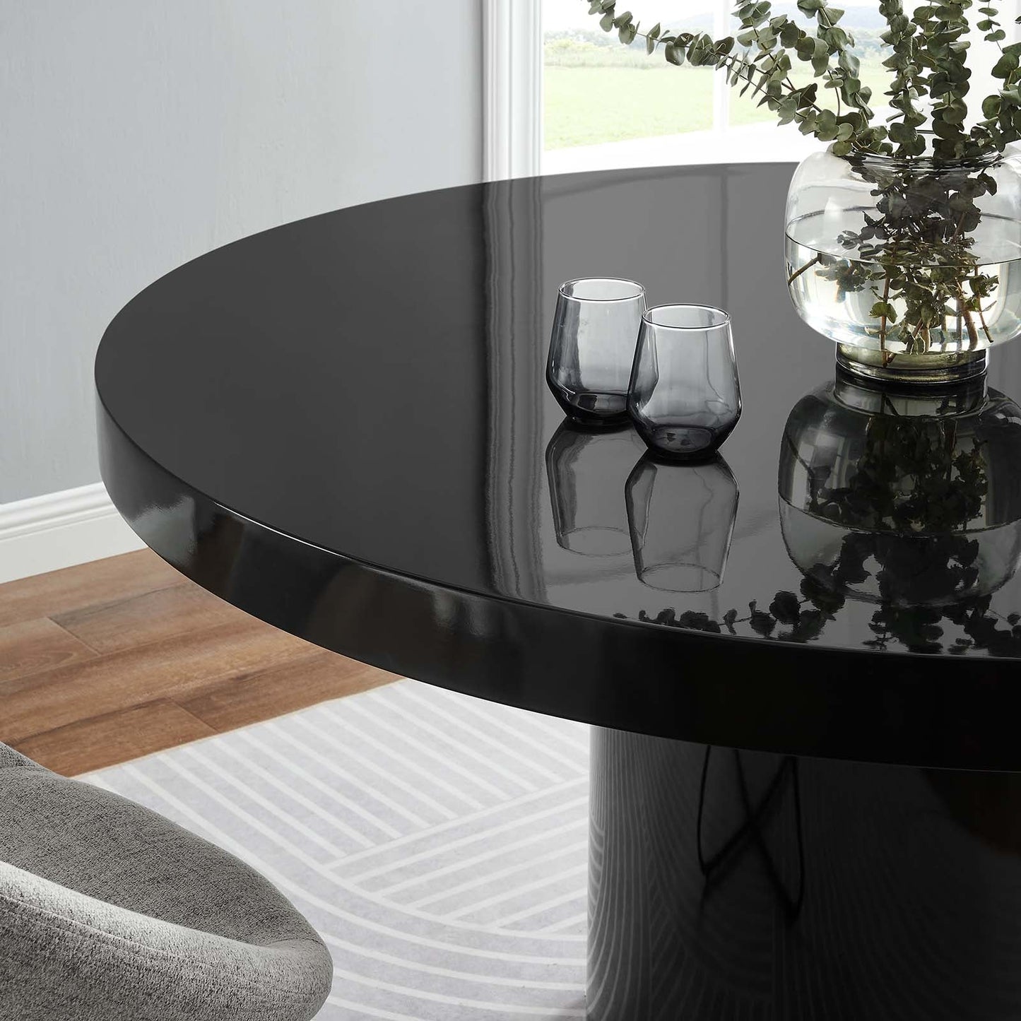 Gratify 60" Round Dining Table Black EEI-4910-BLK