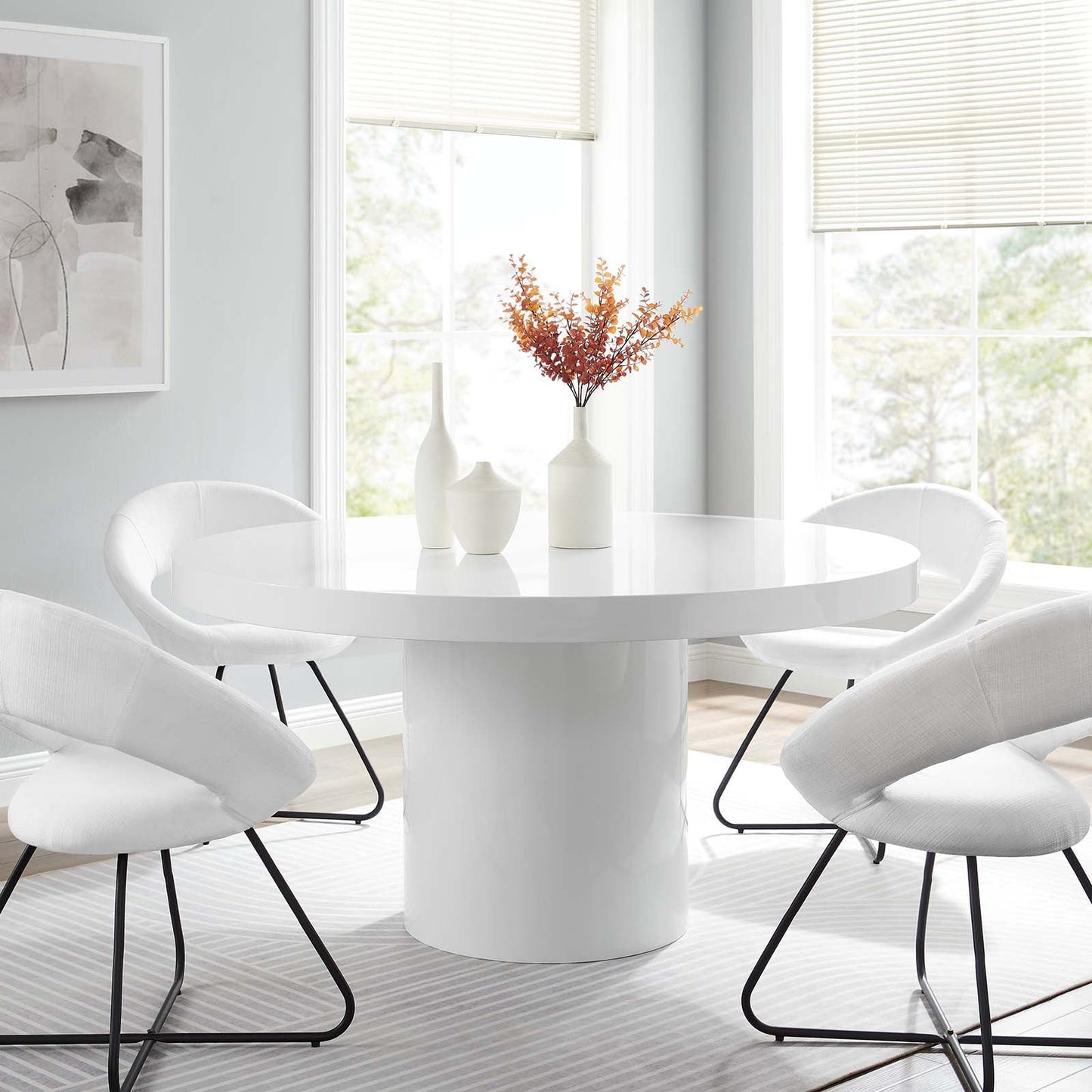 Gratify 60" Round Dining Table White EEI-4910-WHI