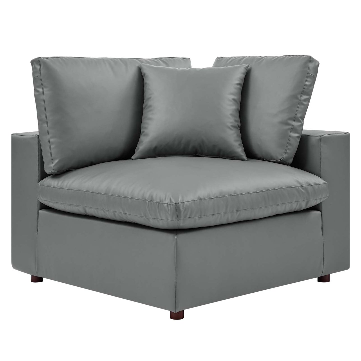 Commix Down Filled Overstuffed Vegan Leather Loveseat Gray EEI-4913-GRY