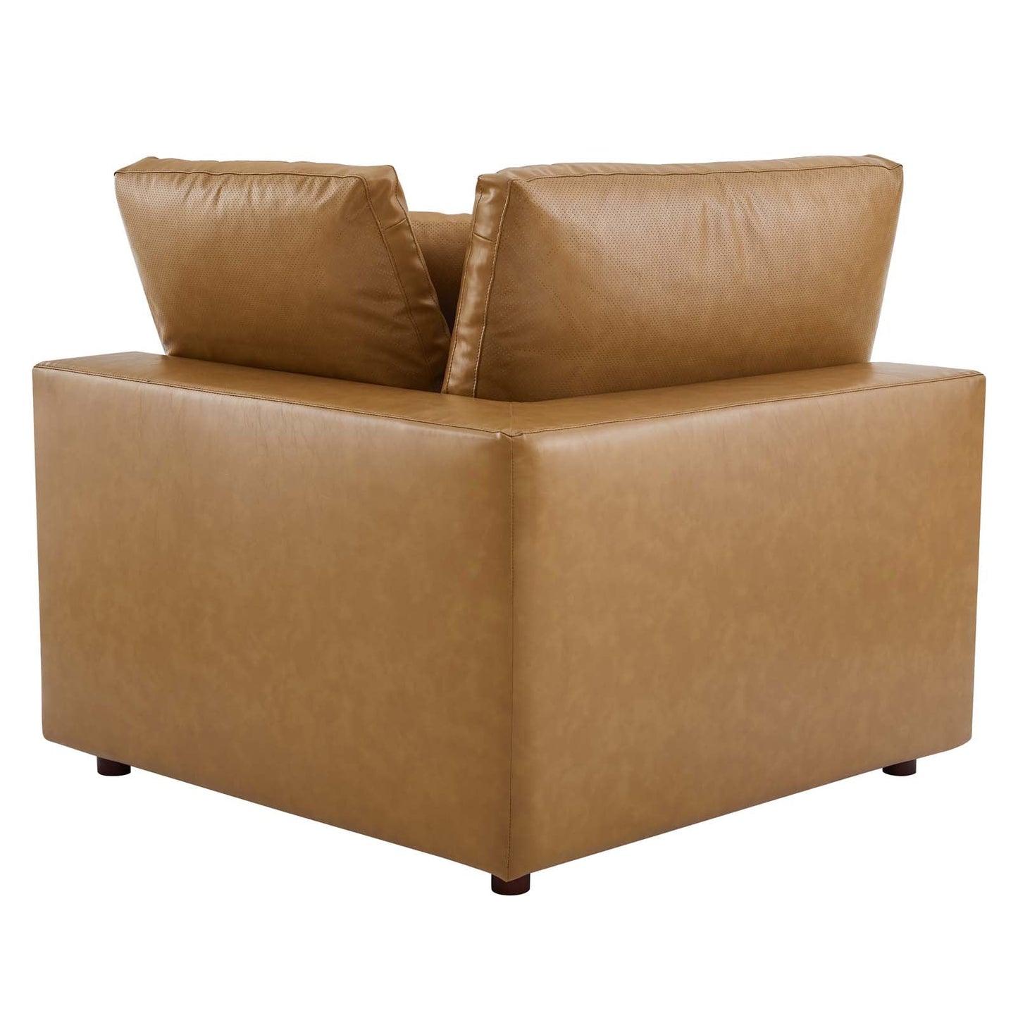 Commix Down Filled Overstuffed Vegan Leather Loveseat Tan EEI-4913-TAN