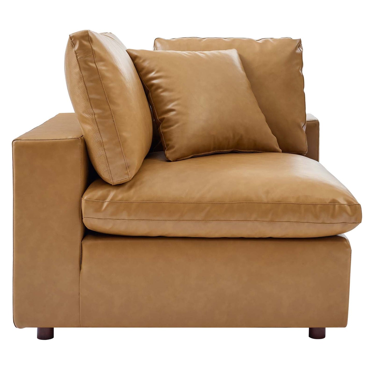 Commix Down Filled Overstuffed Vegan Leather Loveseat Tan EEI-4913-TAN