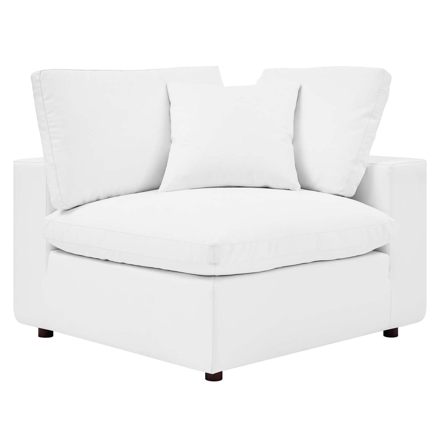 Commix Down Filled Overstuffed Vegan Leather Loveseat White EEI-4913-WHI