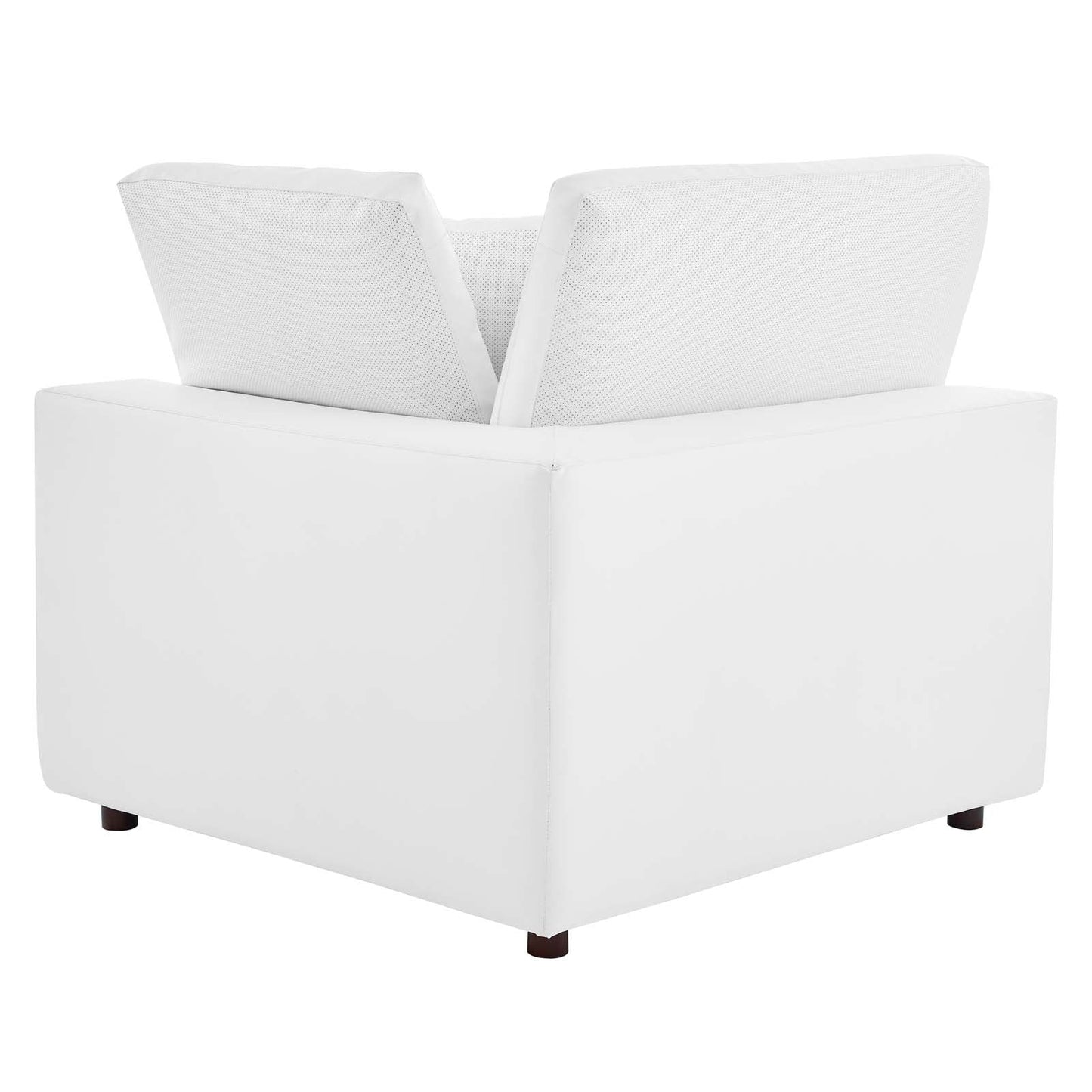 Commix Down Filled Overstuffed Vegan Leather Loveseat White EEI-4913-WHI