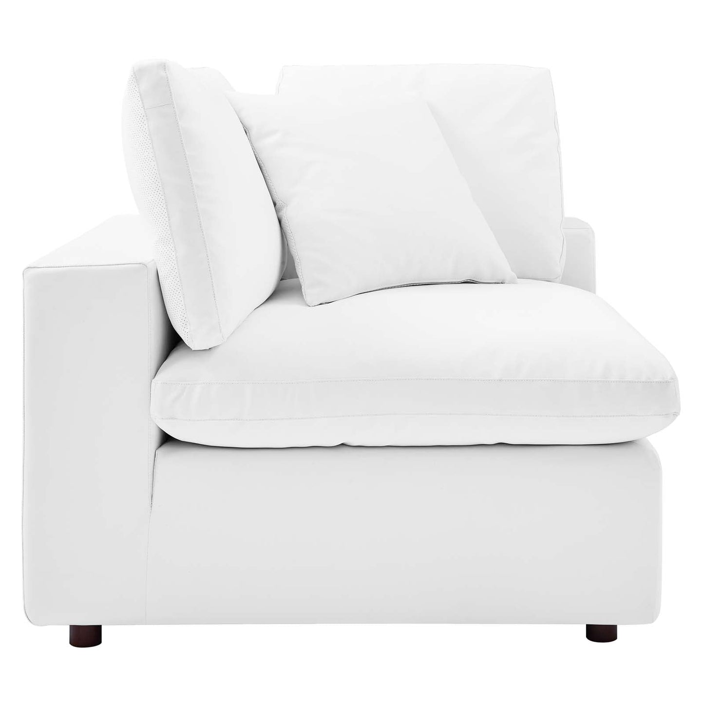 Commix Down Filled Overstuffed Vegan Leather Loveseat White EEI-4913-WHI