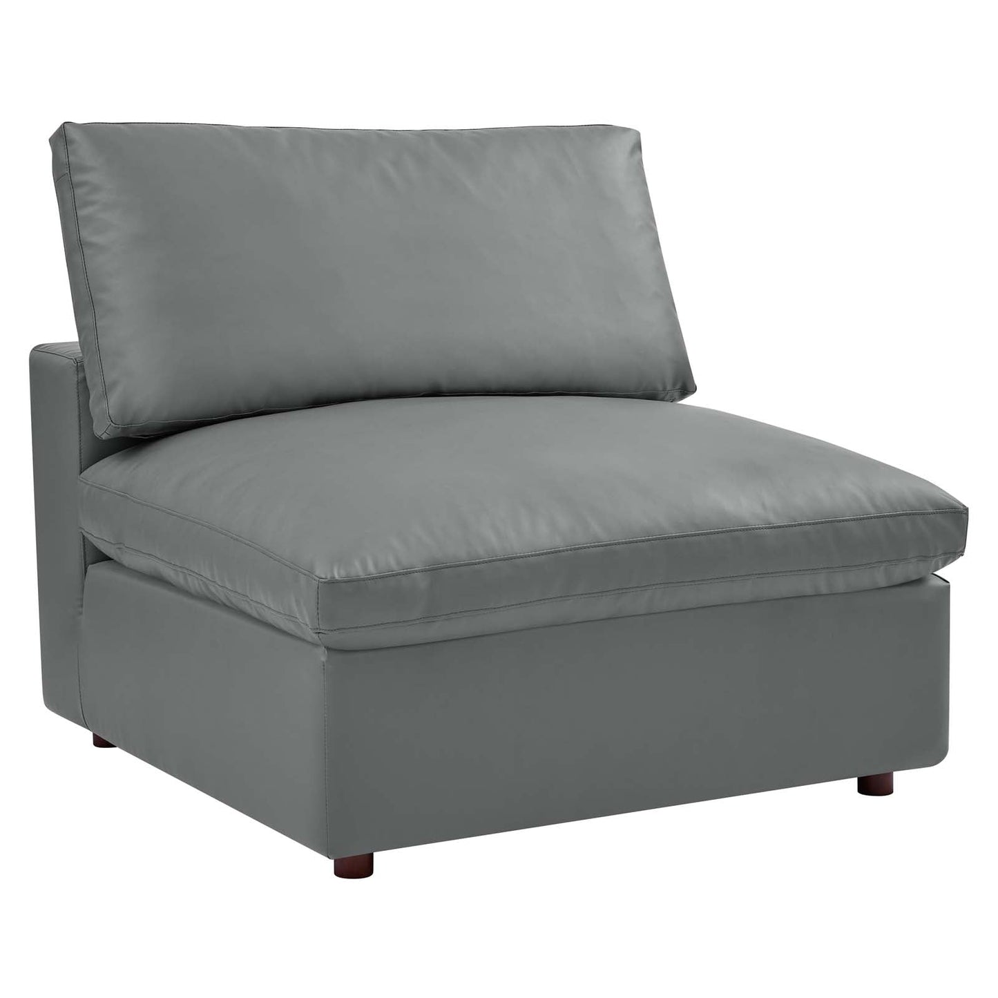 Commix Down Filled Overstuffed Vegan Leather 3-Seater Sofa Gray EEI-4914-GRY