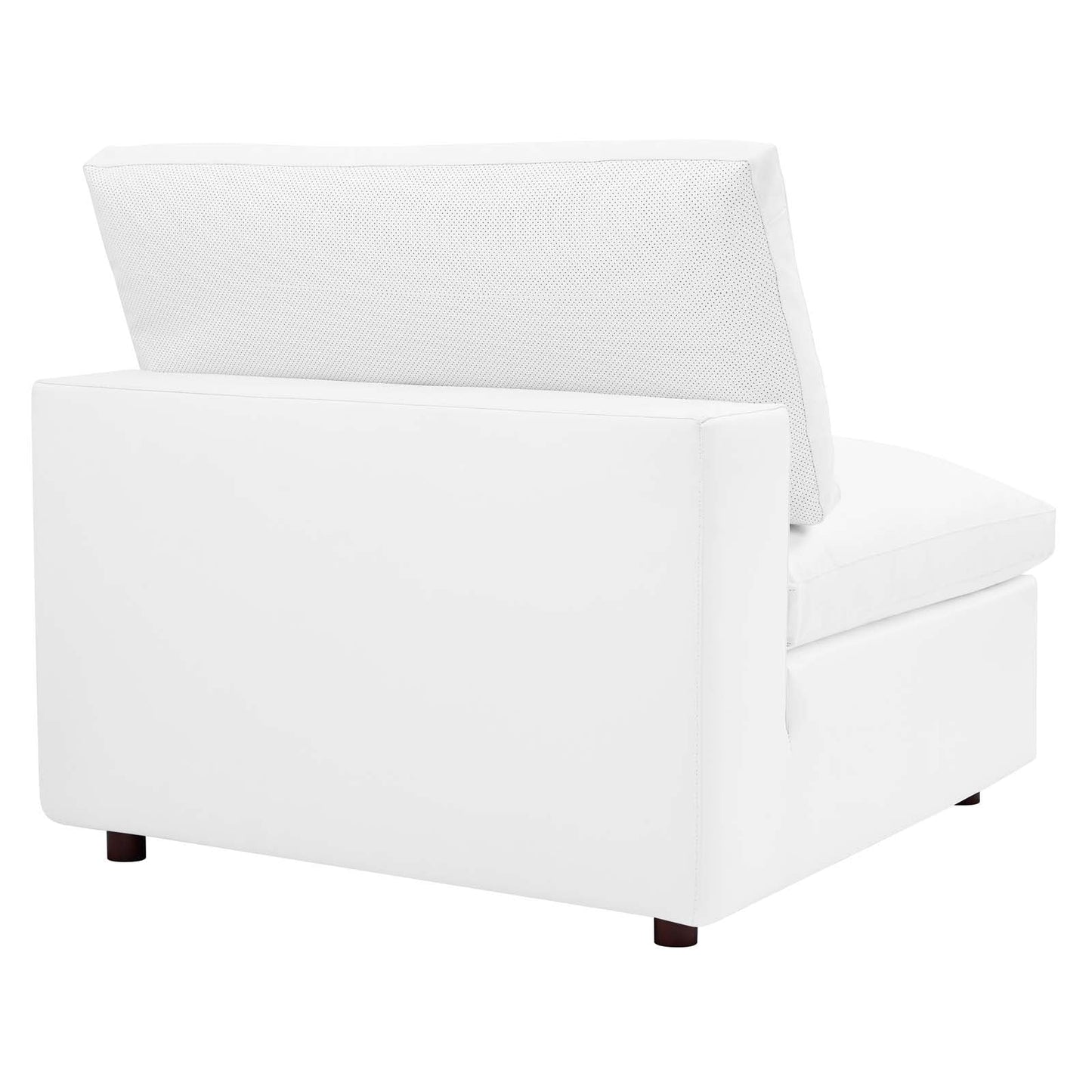 Commix Down Filled Overstuffed Vegan Leather 3-Seater Sofa White EEI-4914-WHI