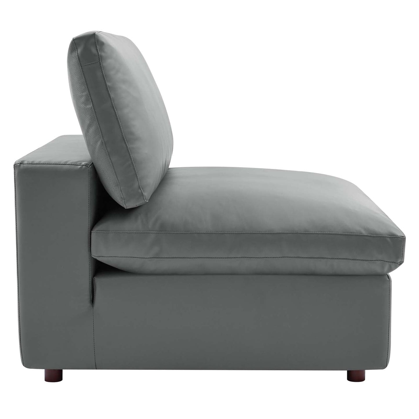 Commix Down Filled Overstuffed Vegan Leather 4-Seater Sofa Gray EEI-4916-GRY