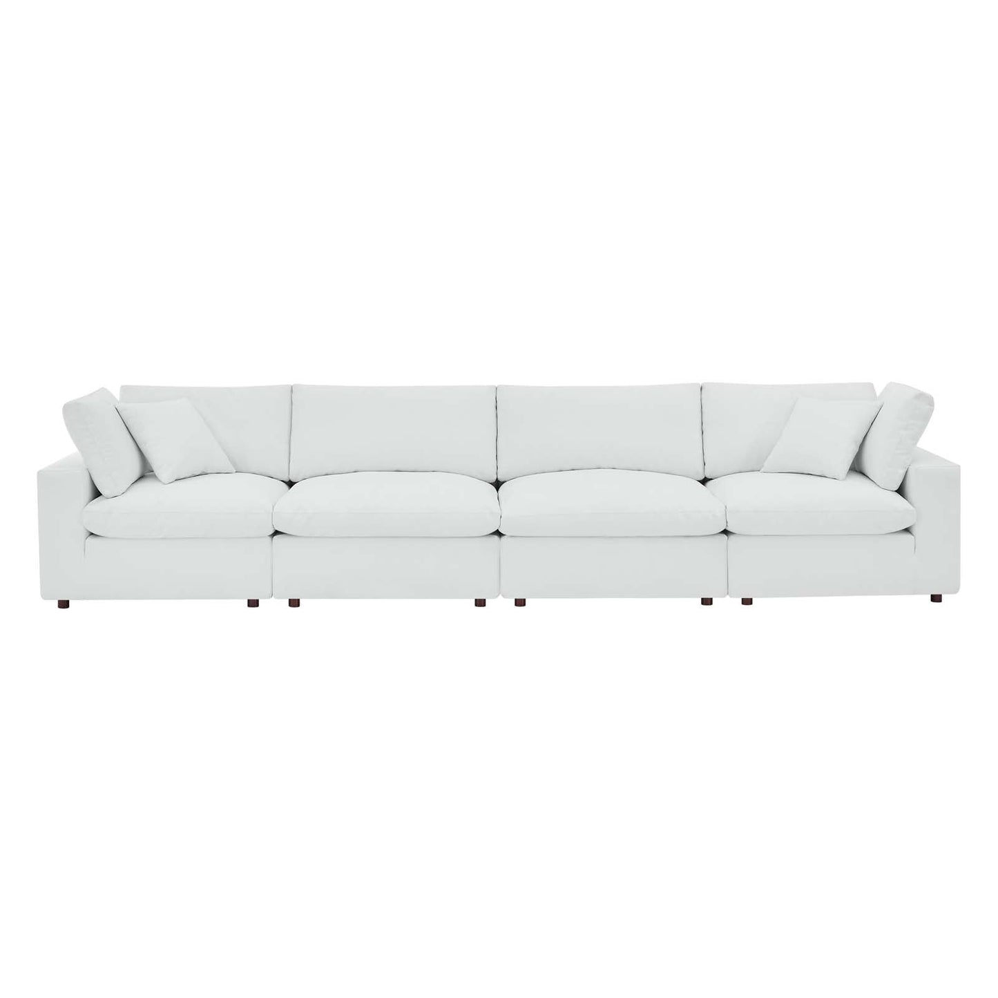 Commix Down Filled Overstuffed Vegan Leather 4-Seater Sofa White EEI-4916-WHI