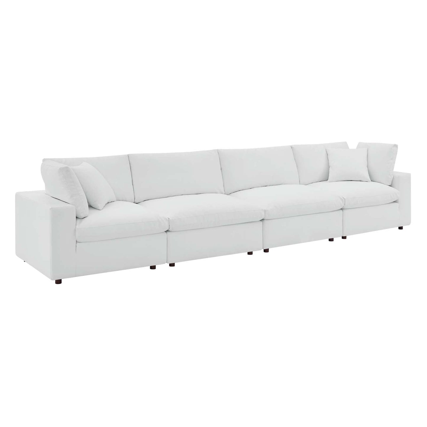 Commix Down Filled Overstuffed Vegan Leather 4-Seater Sofa White EEI-4916-WHI