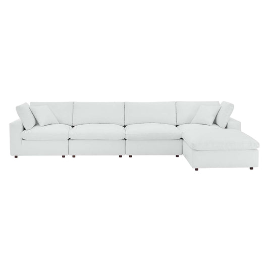 Commix Down Filled Overstuffed Vegan Leather 5-Piece Sectional Sofa White EEI-4917-WHI