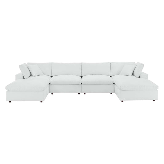 Commix Down Filled Overstuffed Vegan Leather 6-Piece Sectional Sofa White EEI-4918-WHI