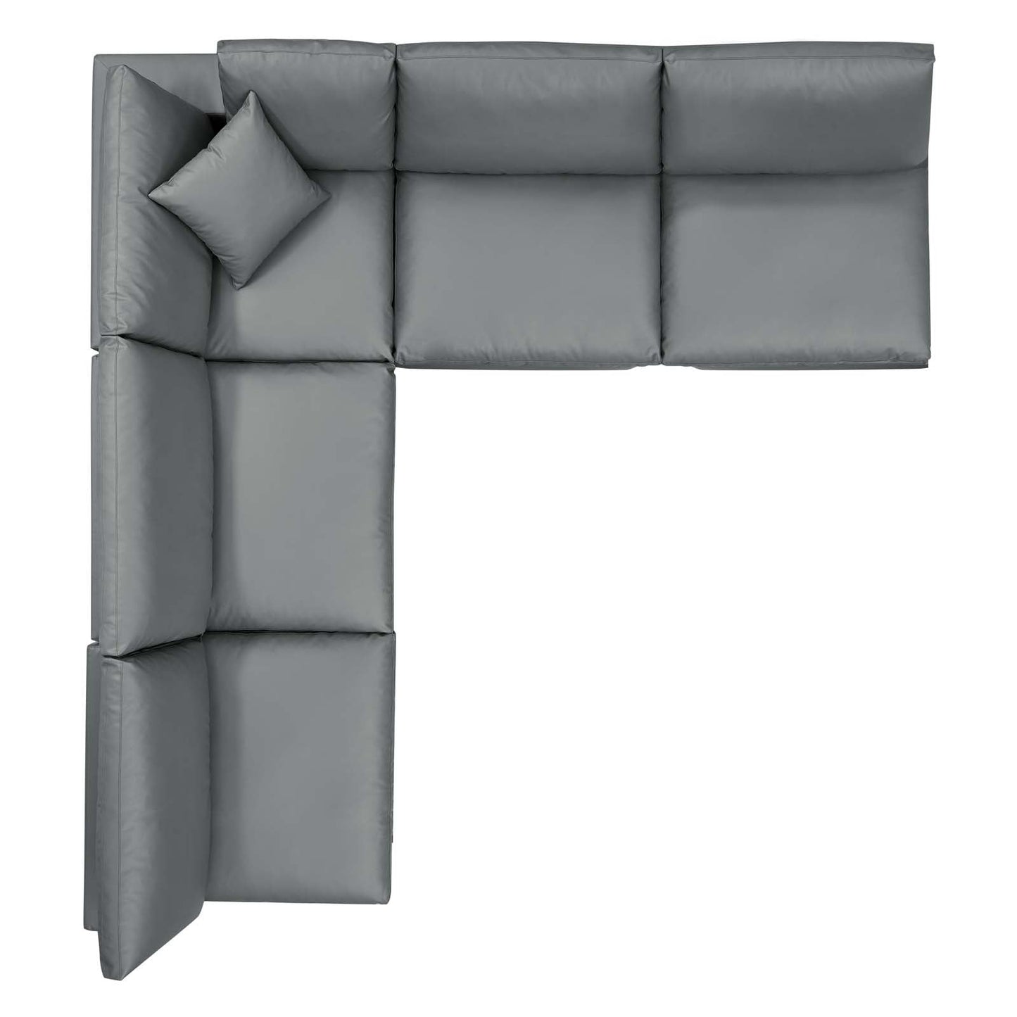 Commix Down Filled Overstuffed Vegan Leather 5-Piece Sectional Sofa Gray EEI-4919-GRY