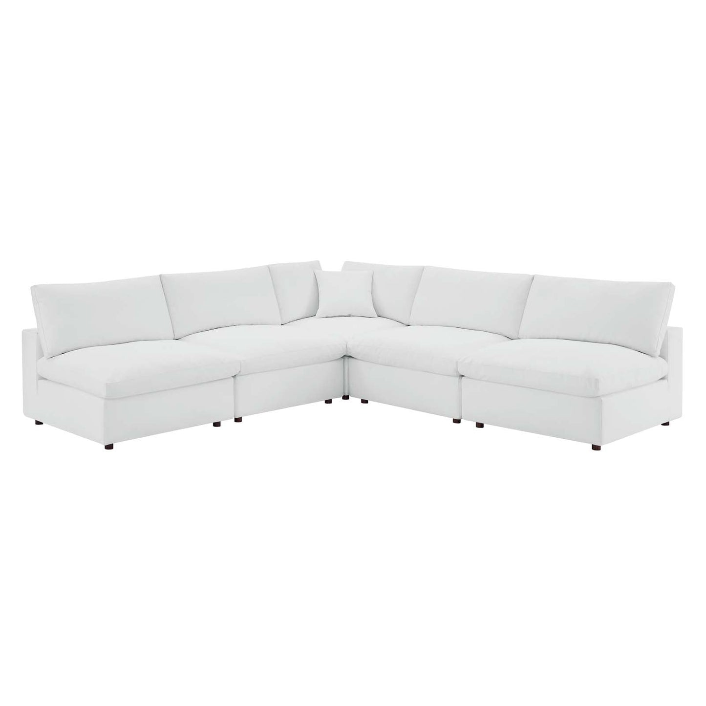 Commix Down Filled Overstuffed Vegan Leather 5-Piece Sectional Sofa White EEI-4919-WHI