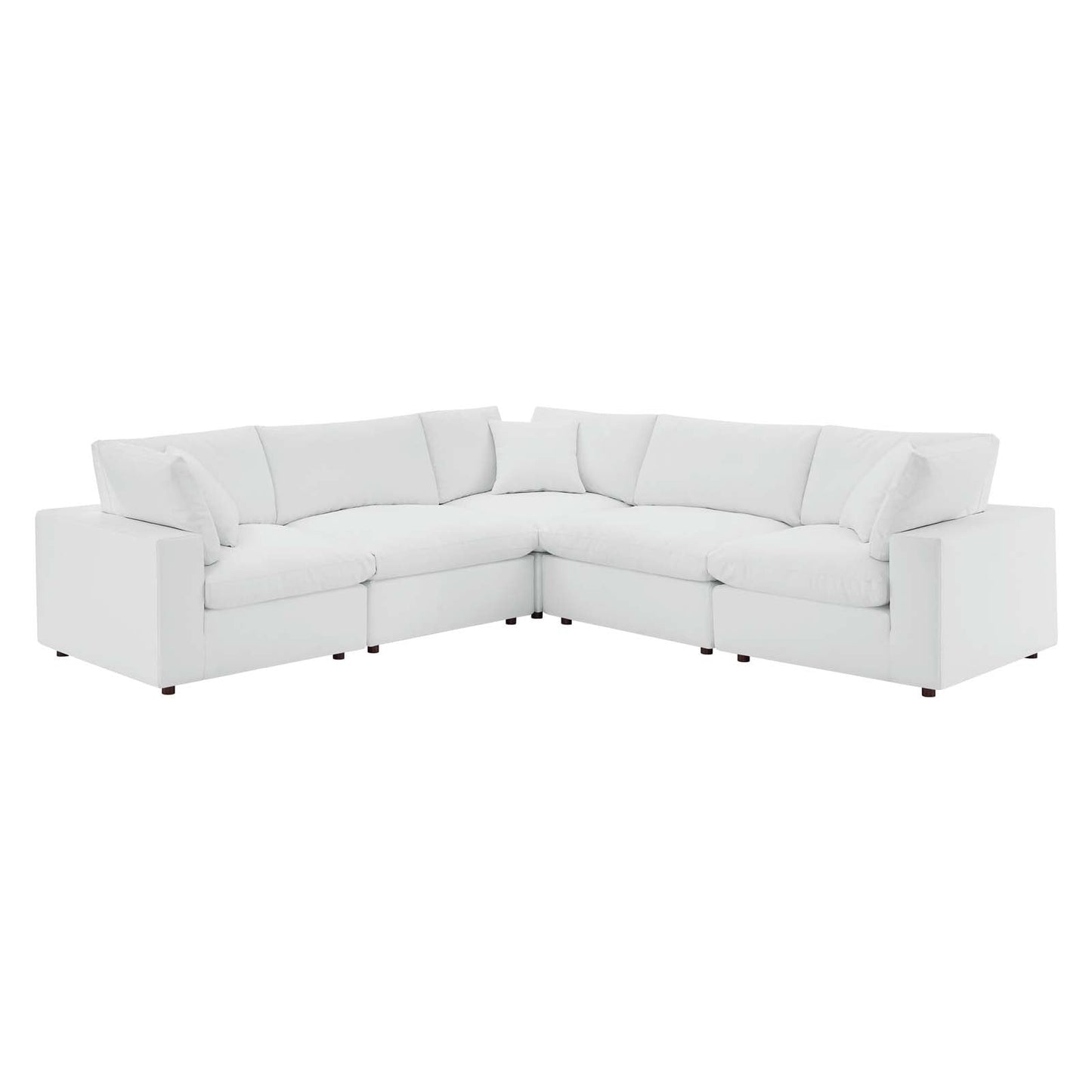 Commix Down Filled Overstuffed Vegan Leather 5-Piece Sectional Sofa White EEI-4920-WHI