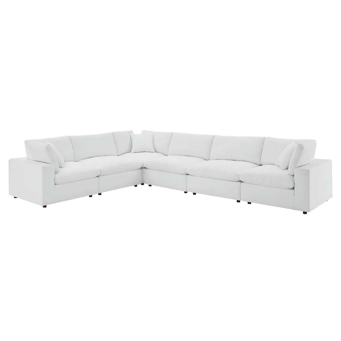 Commix Down Filled Overstuffed Vegan Leather 6-Piece Sectional Sofa White EEI-4921-WHI