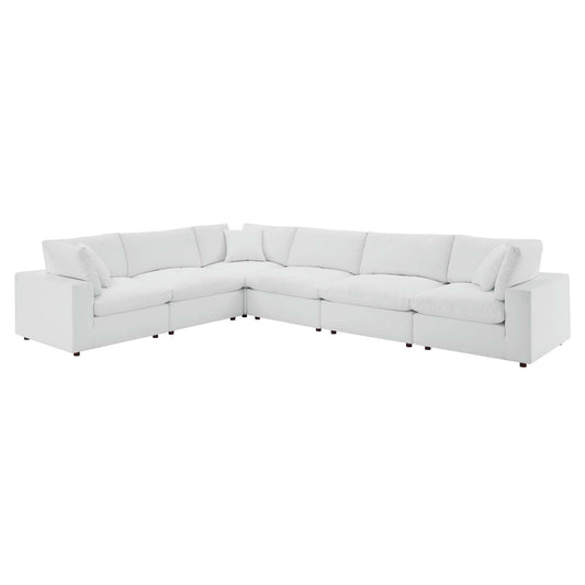 Commix Down Filled Overstuffed Vegan Leather 6-Piece Sectional Sofa White EEI-4921-WHI