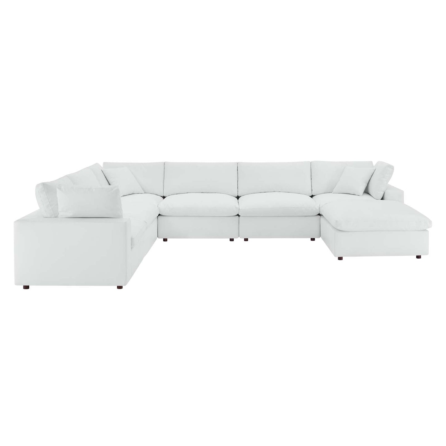 Commix Down Filled Overstuffed Vegan Leather 7-Piece Sectional Sofa White EEI-4922-WHI