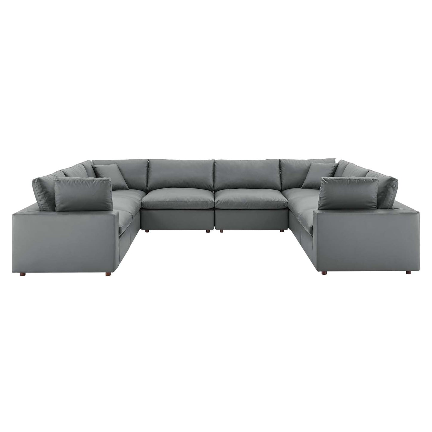 Commix Down Filled Overstuffed Vegan Leather 8-Piece Sectional Sofa Gray EEI-4923-GRY