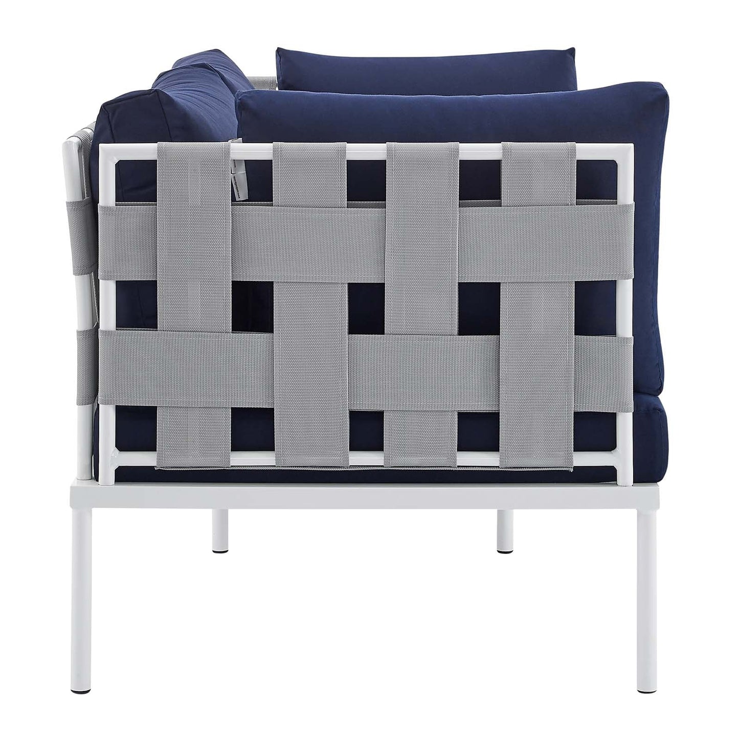 Harmony 5-Piece  Sunbrella® Outdoor Patio Aluminum Furniture Set Gray Navy EEI-4925-GRY-NAV-SET