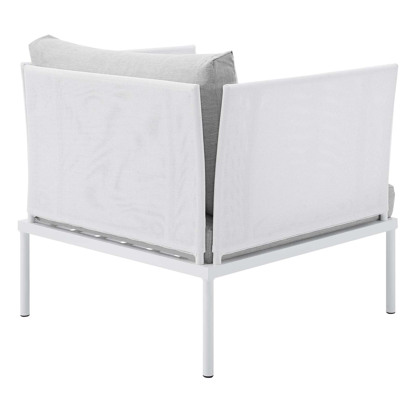 Harmony 6-Piece  Sunbrella® Outdoor Patio Aluminum Seating Set White Gray EEI-4932-WHI-GRY-SET