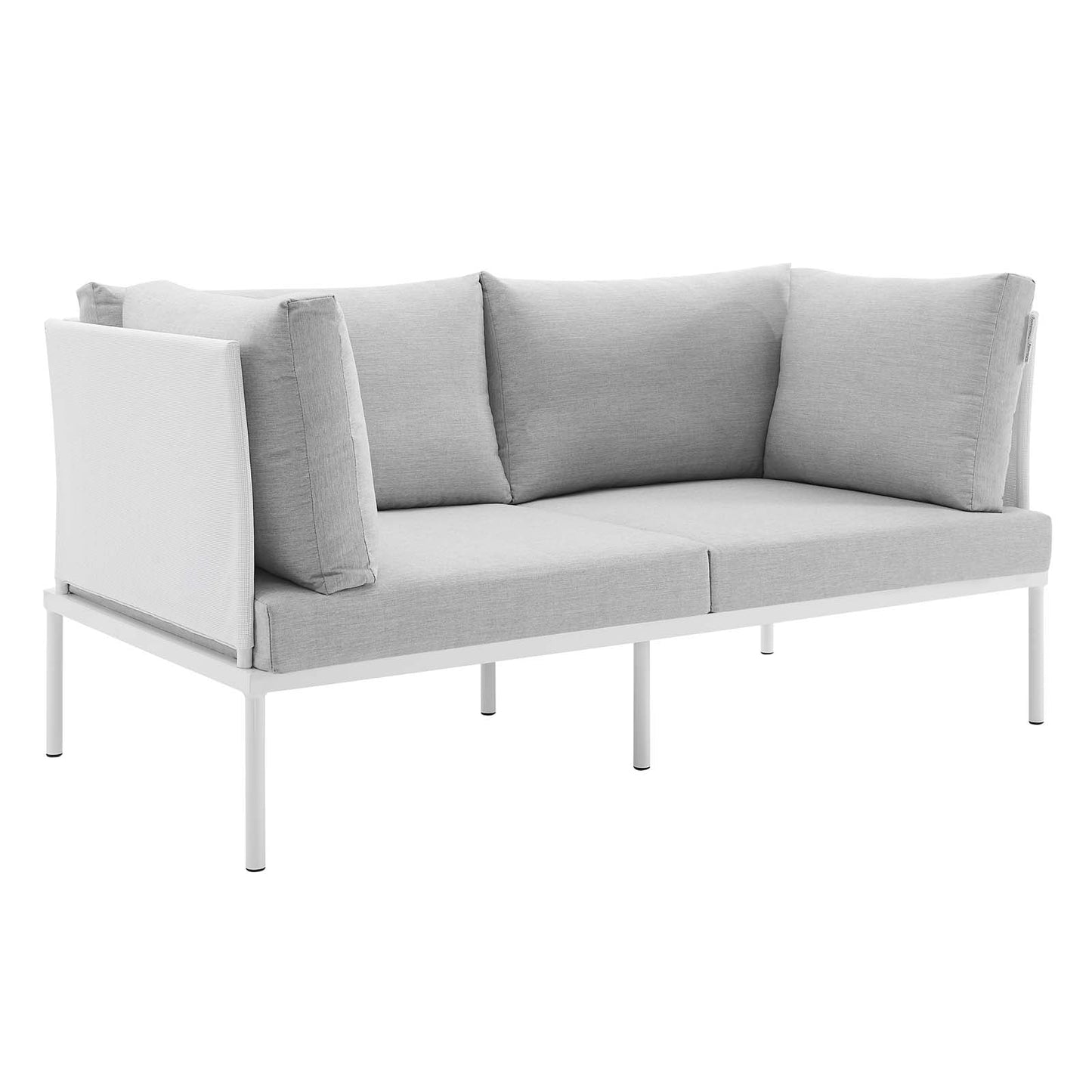 Harmony Sunbrella® Outdoor Patio Aluminum Loveseat White Gray EEI-4963-WHI-GRY