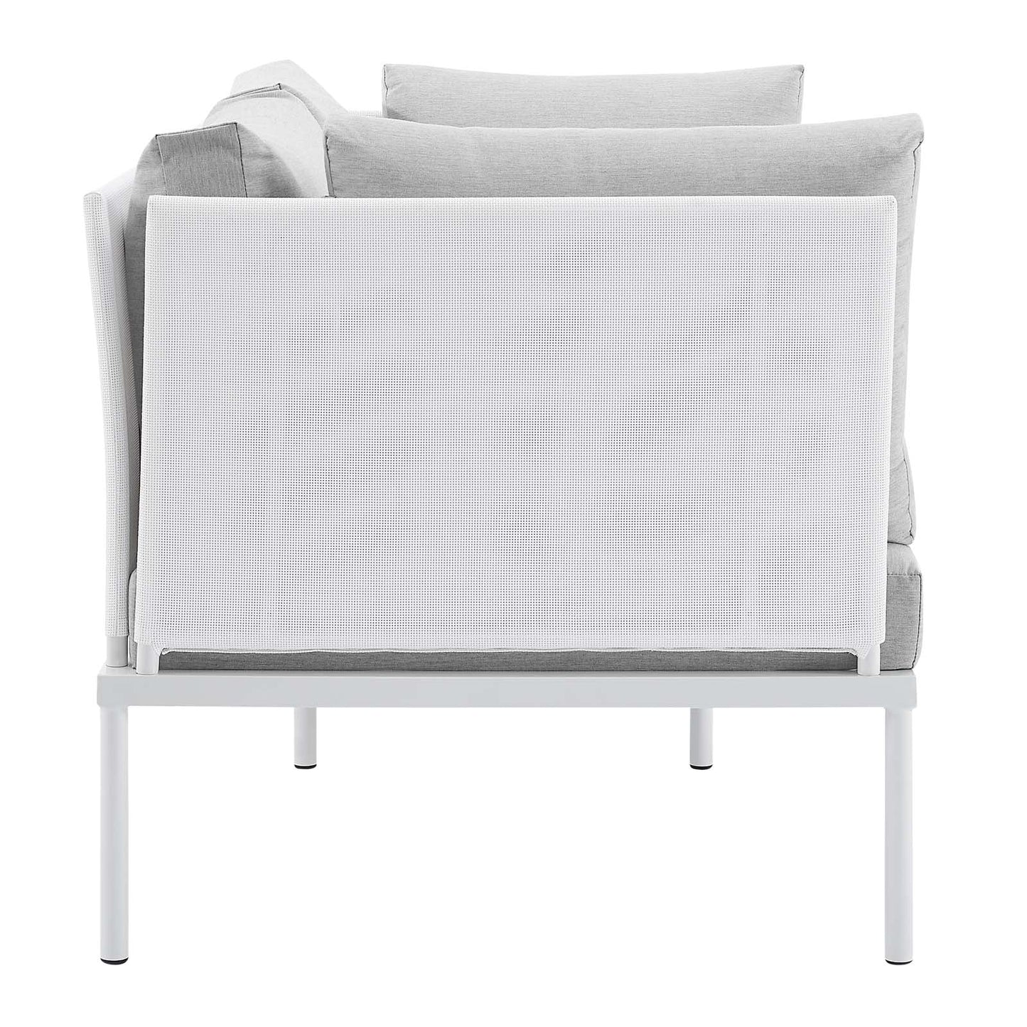 Harmony Sunbrella® Outdoor Patio Aluminum Loveseat White Gray EEI-4963-WHI-GRY