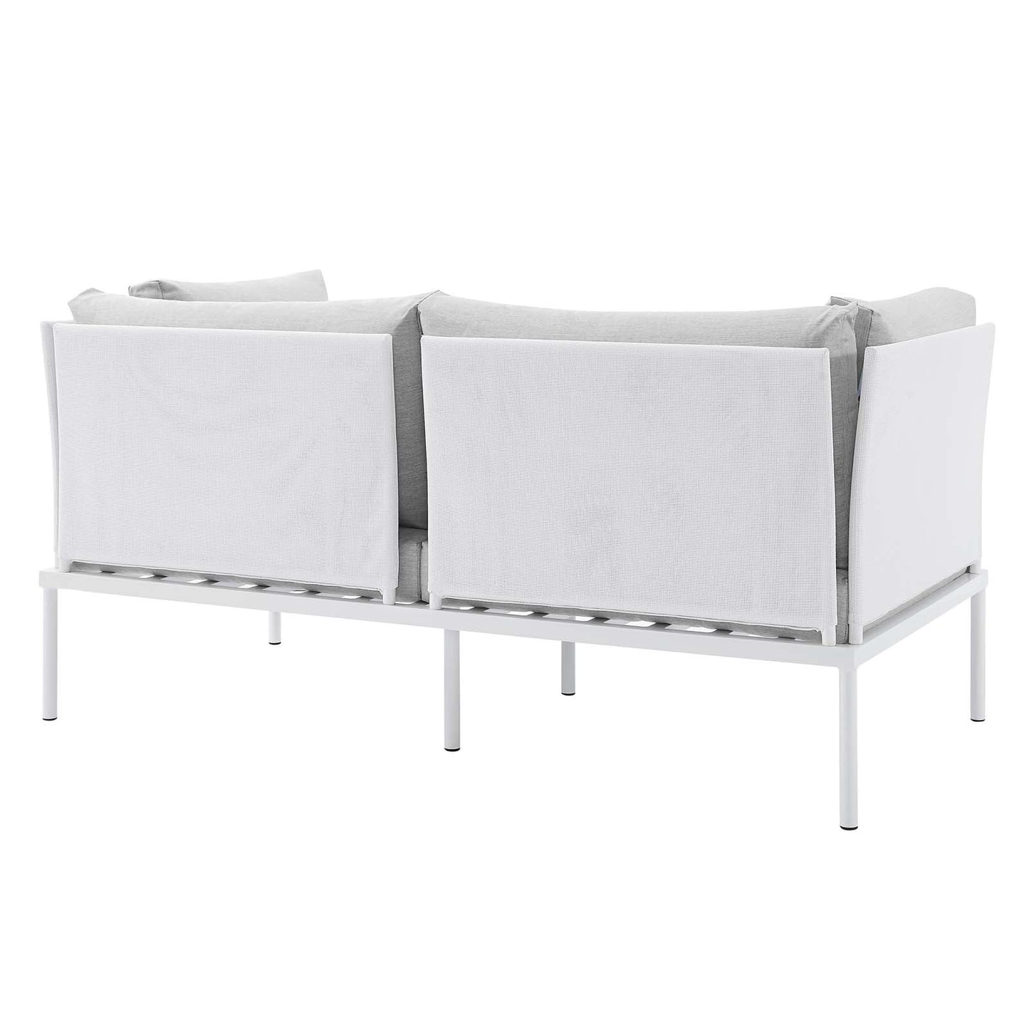 Harmony Sunbrella® Outdoor Patio Aluminum Loveseat White Gray EEI-4963-WHI-GRY