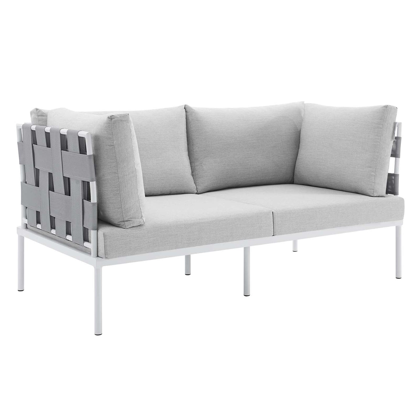 Harmony Sunbrella® Outdoor Patio Aluminum Loveseat Gray Gray EEI-4964-GRY-GRY