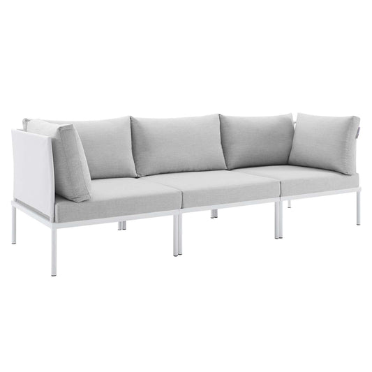 Harmony Sunbrella® Outdoor Patio Aluminum Sofa White Gray EEI-4967-WHI-GRY