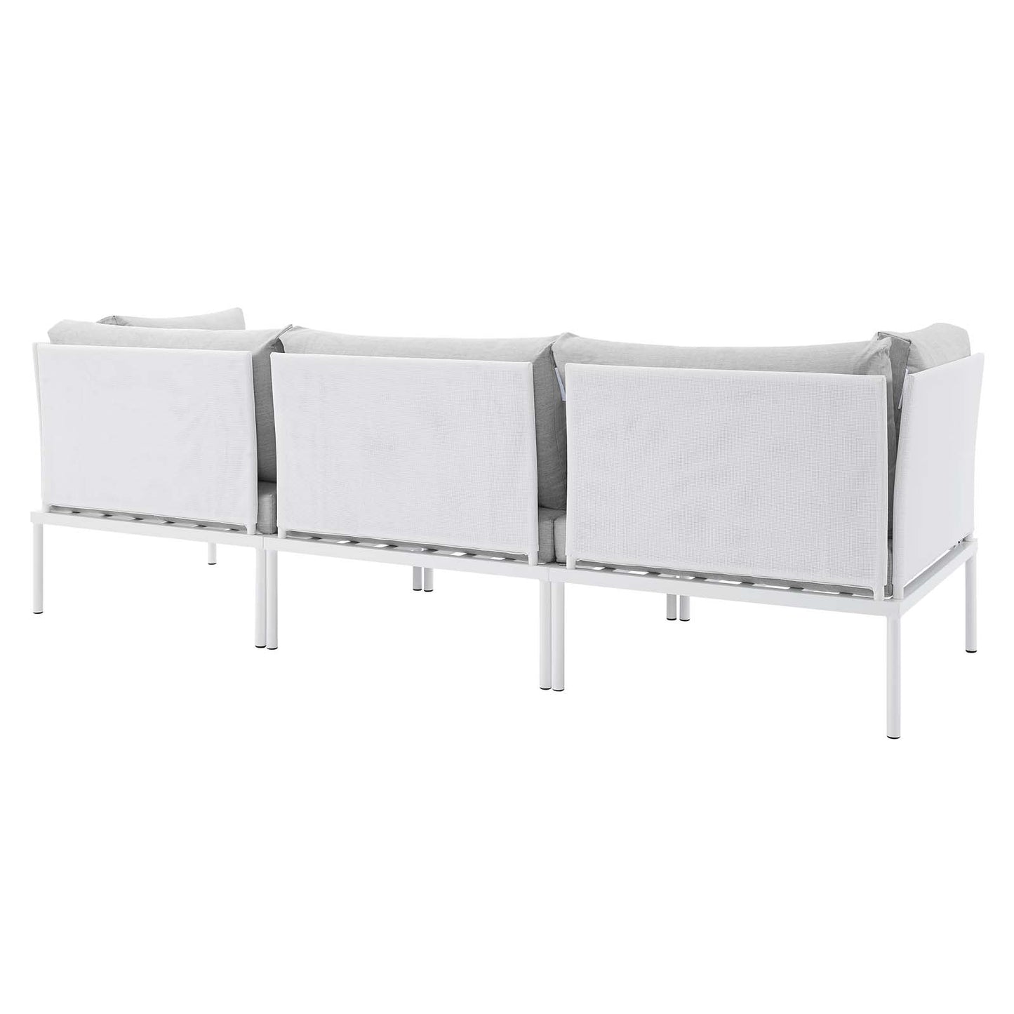 Harmony Sunbrella® Outdoor Patio Aluminum Sofa White Gray EEI-4967-WHI-GRY