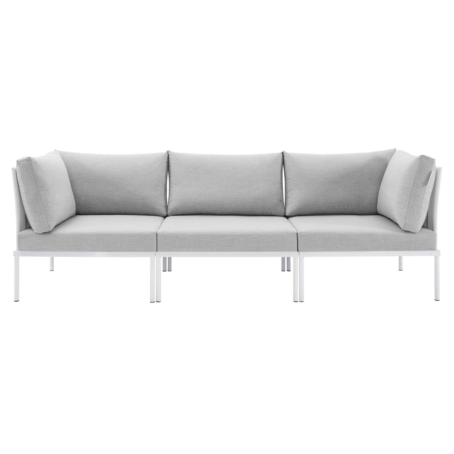 Harmony Sunbrella® Outdoor Patio Aluminum Sofa White Gray EEI-4967-WHI-GRY