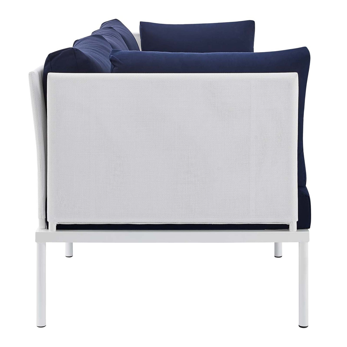 Harmony Sunbrella® Outdoor Patio Aluminum Sofa White Navy EEI-4967-WHI-NAV