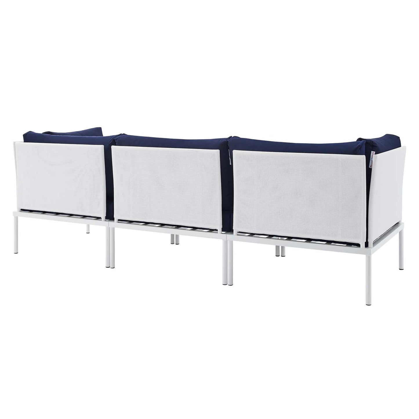 Harmony Sunbrella® Outdoor Patio Aluminum Sofa White Navy EEI-4967-WHI-NAV