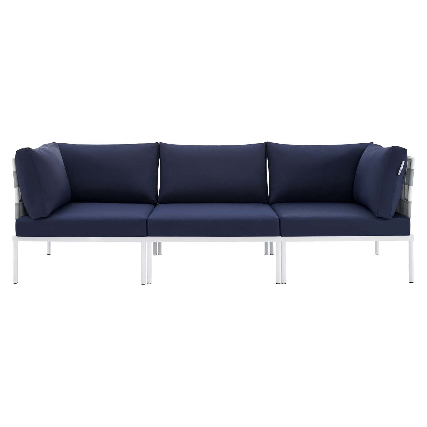 Harmony Sunbrella® Outdoor Patio Aluminum Sofa Gray Navy EEI-4968-GRY-NAV