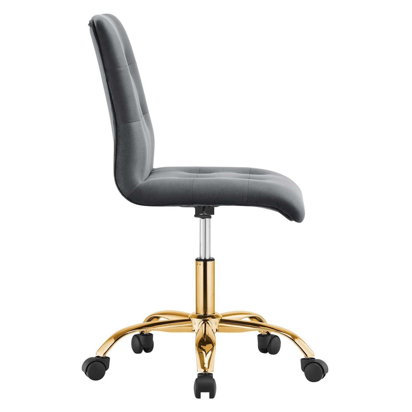 Prim Armless Performance Velvet Office Chair Gold Gray EEI-4973-GLD-GRY