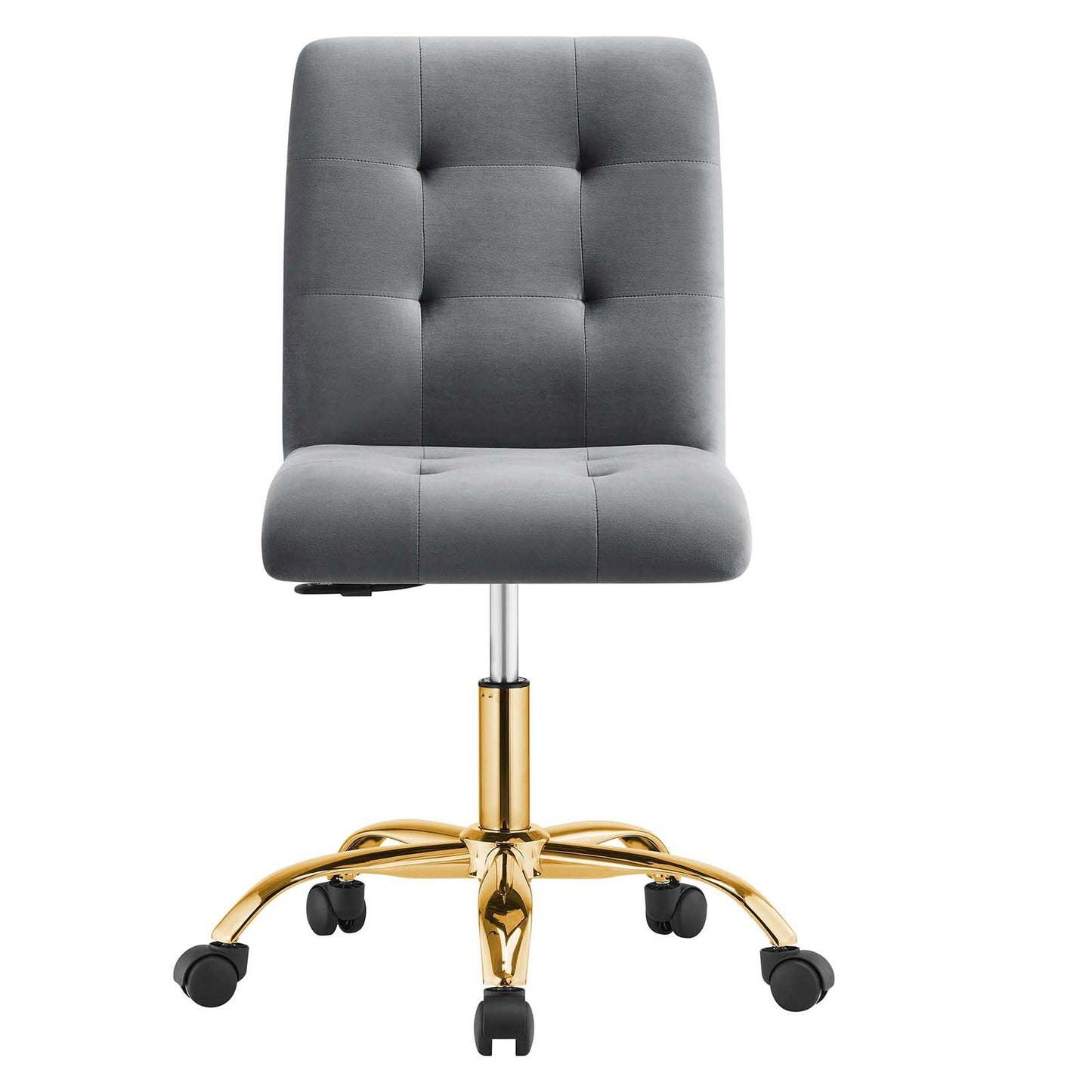 Prim Armless Performance Velvet Office Chair Gold Gray EEI-4973-GLD-GRY