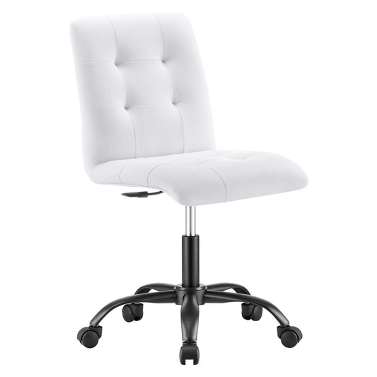 Prim Armless Vegan Leather Office Chair Black White EEI-4975-BLK-WHI