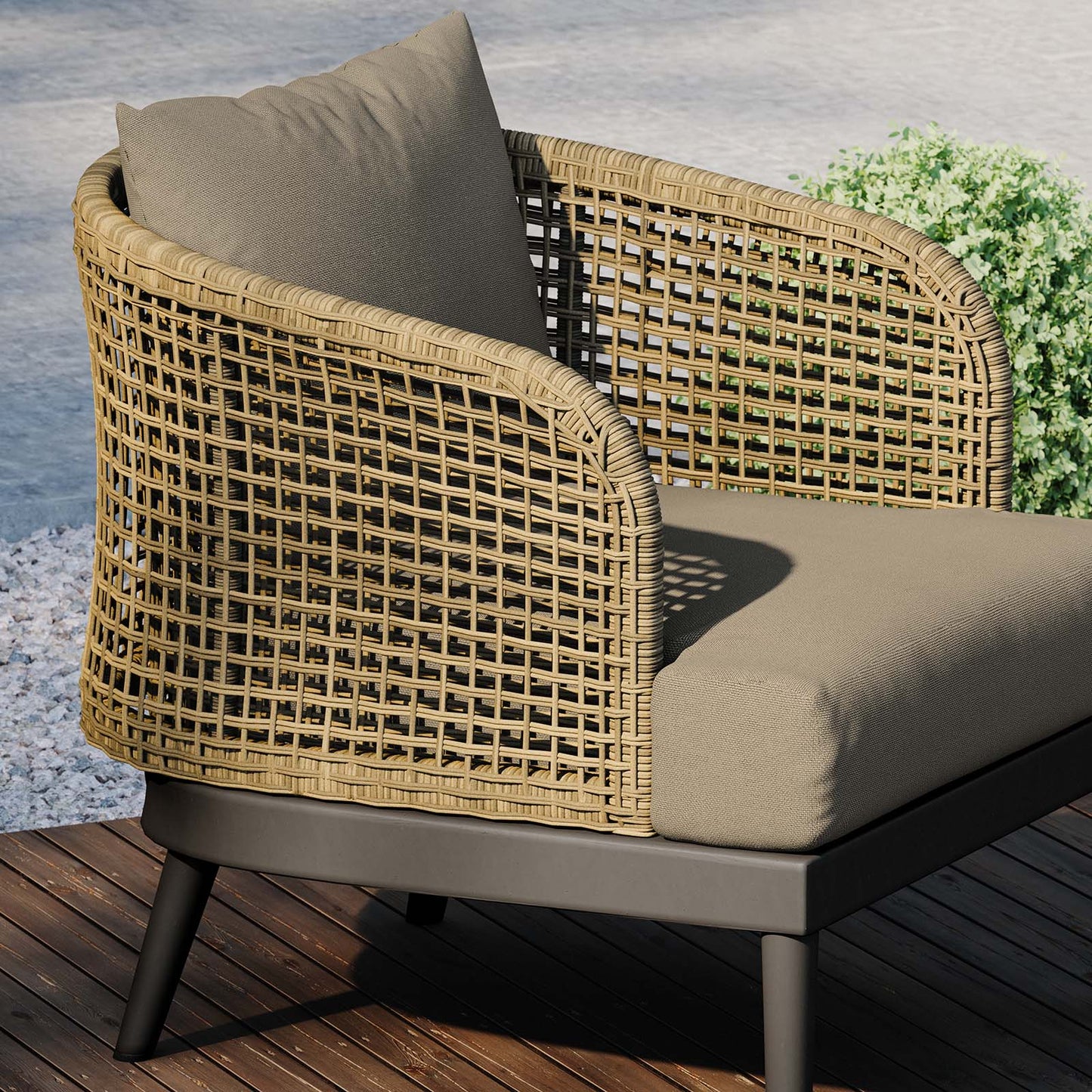 Meadow Outdoor Patio Armchair Natural Taupe EEI-4986-NAT-TAU