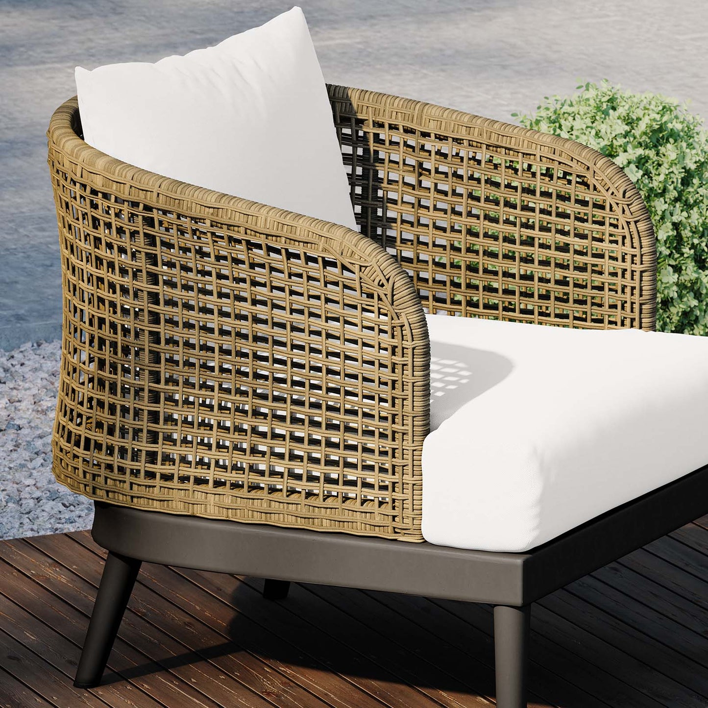 Meadow Outdoor Patio Armchair Natural White EEI-4986-NAT-WHI